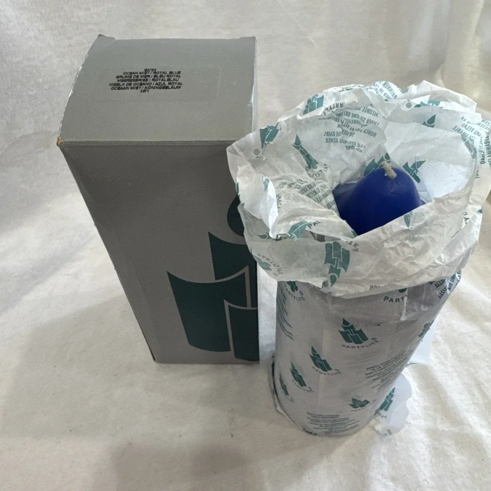PartyLite OCEAN MIST 3 x 7 Bell Top Pillar Candle S3764 New Royal Blue Retired